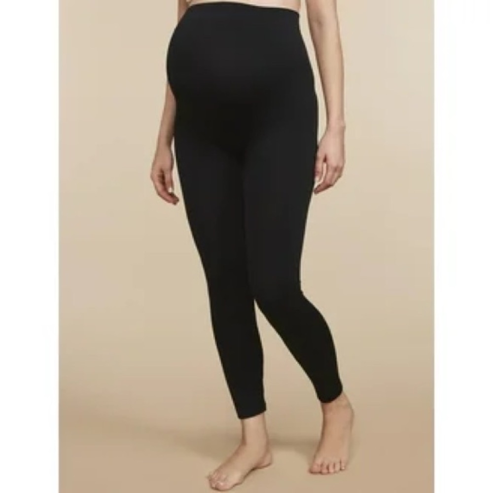 Hue Black Materinty Leggings Full Belly Panel Skinny Size L